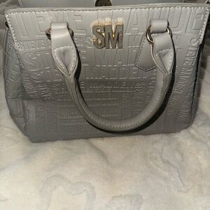 Steve Madden Grayish- Green Embossed Logo Satchel